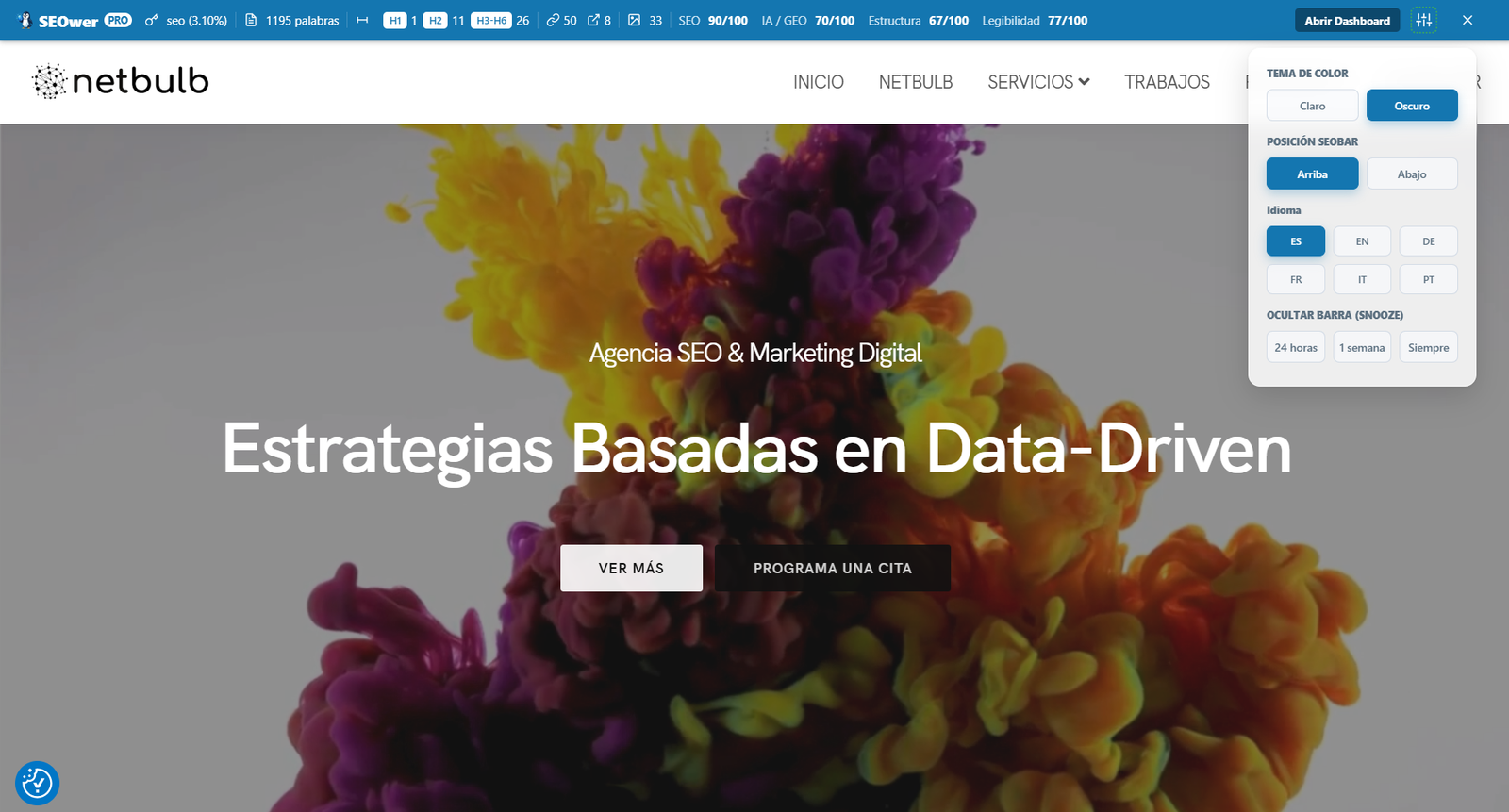 Barra SEOwer en resultados de b�squeda